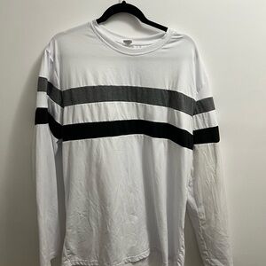 Men's White and Black Striped Shirt